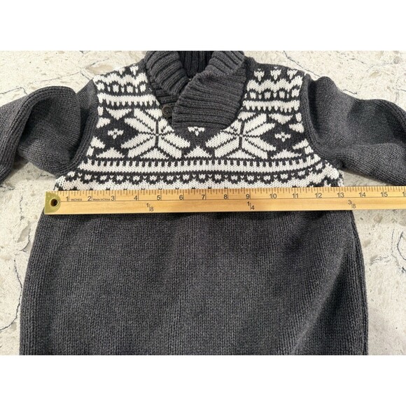 Boys OSHKOSH B'gosh Sweater Nordic Fair Isle Shawl Button Collar Gray Si… - Picture 6 of 7